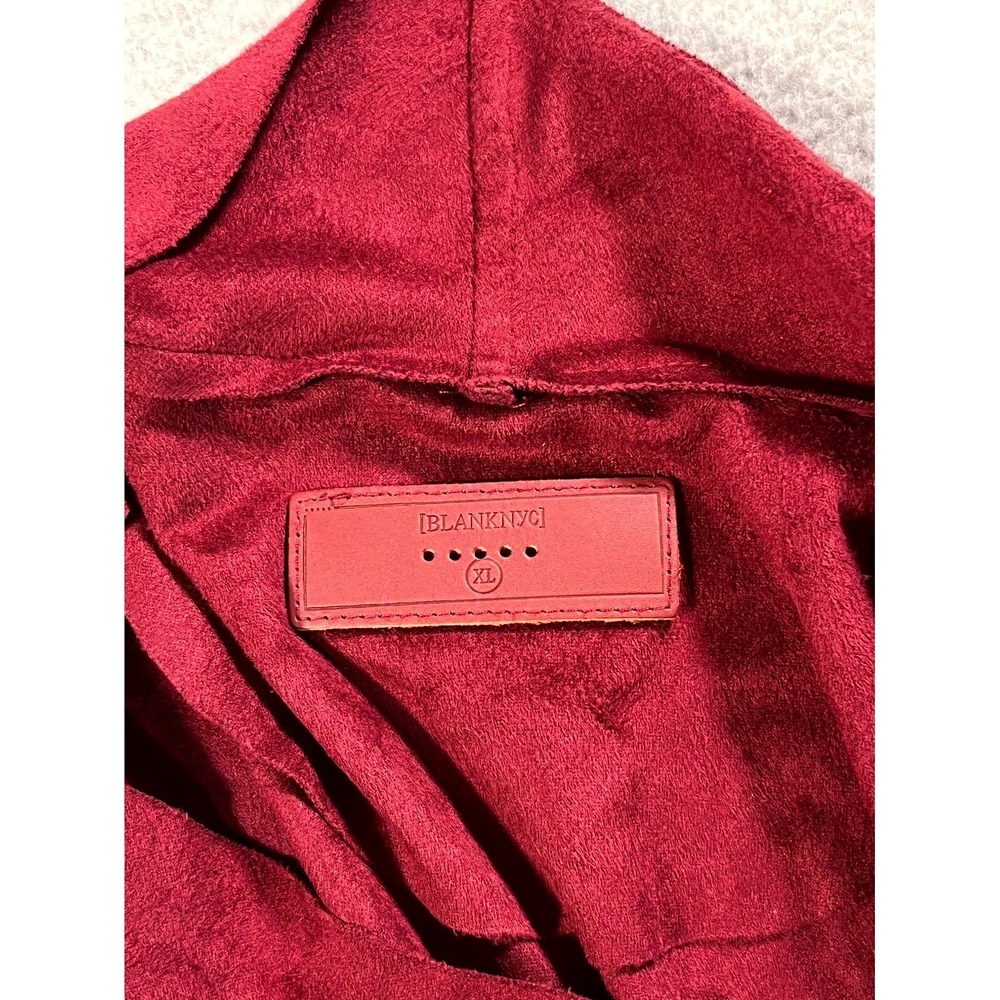BLANKNYC Moto Jacket Womens XL Red Stretch Cowl Neck Asymmetric Zip Casual - Picture 6 of 8